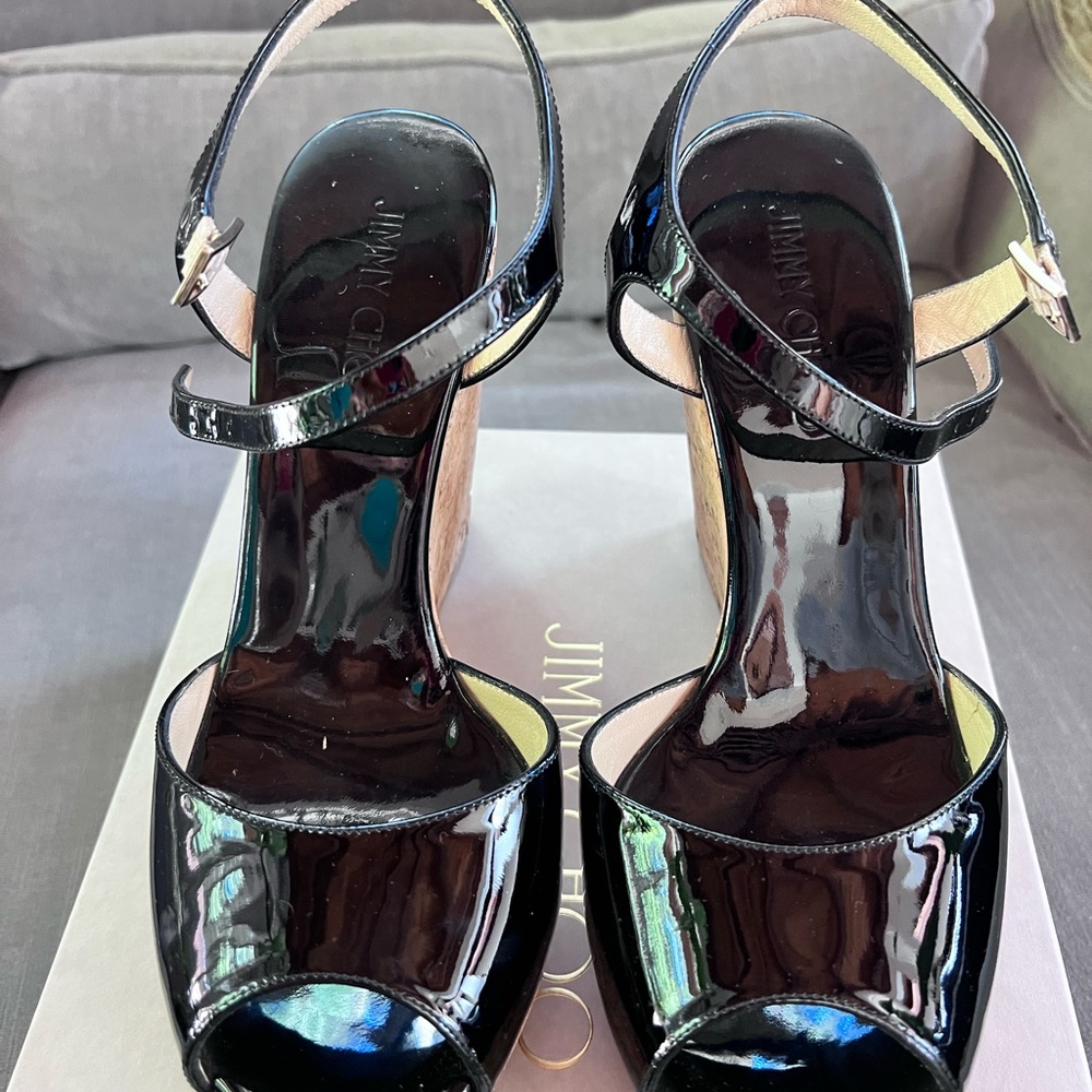 Black Jimmy Choo wedges never used brand new